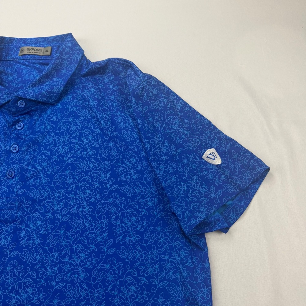 G/FORE Polo Shirt Mens XL Blue Floral Print Performance Golf Short Sleeve - Picture 3 of 9